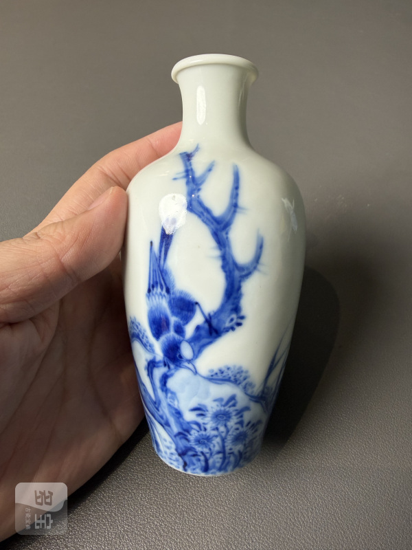 民国 王步风格青花花鸟图瓶两件 - 图7